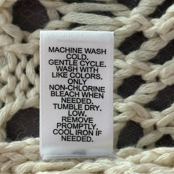 Crochet cardigan open knit long fringed Coachella country southwestern ivory L - Picture 5 of 10